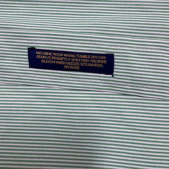 Tommy Hilfiger Green Striped Long Sleeve Button Up
Shirt Size 15 - Picture 5 of 6
